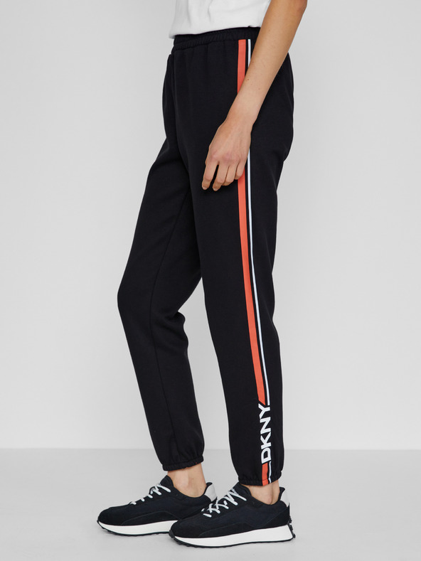 DKNY Čierne dámske nohavice rovného strihu s prúžkami DKNY