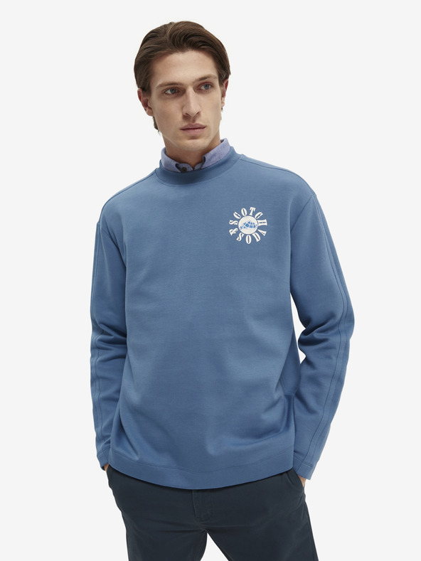 Scotch & Soda Modrá pánska mikina Scotch & Soda