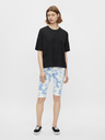 Pieces Modré a biele vzorované krátke legíny Pieces Tabbi Biker shorts