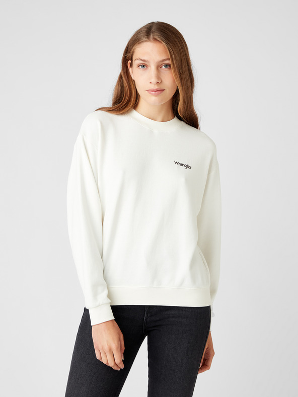 Wrangler Biela dámska mikina Wrangler Retro Sweat s potlačou