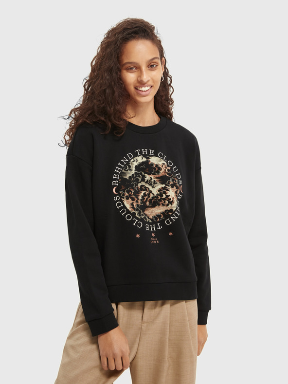 Scotch & Soda Čierna dámska mikina s potlačou Scotch & Soda