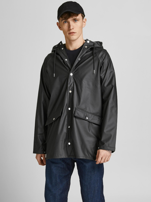 Jack & Jones Čierna ľahká bunda s kapucňou s povrchovou úpravou Jack & Jones Winston