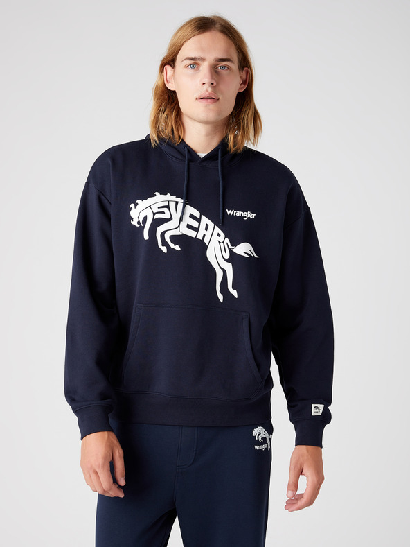 Wrangler Čierna unisex vzorovaná mikina s kapucňou Wrangler