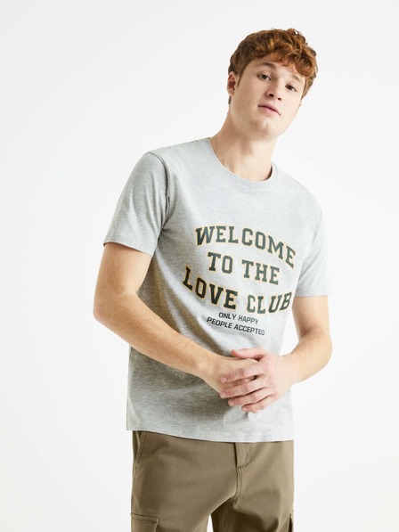 Celio Svetlošedé pánske tričko Celio Bedisplay Welcome