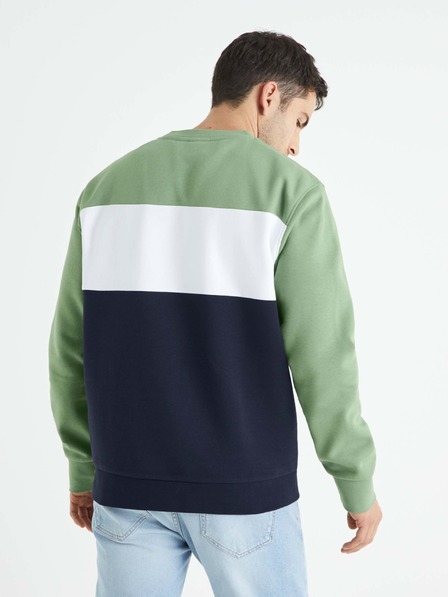Celio Zeleno-čierna pánska pruhovaná mikina Celio Betrail