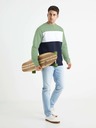 Celio Zeleno-čierna pánska pruhovaná mikina Celio Betrail