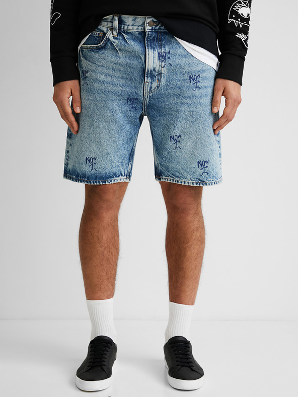 Desigual Modré pánske džínsové šortky Desigual Filo