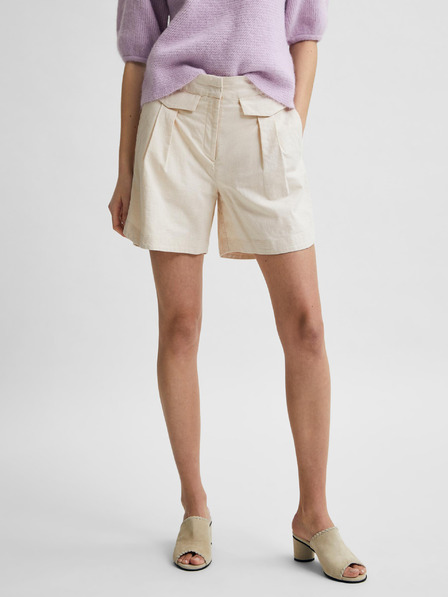 Selected Femme Krémové ľanové šortky s vysokým pásom Selected Femme Cecilie