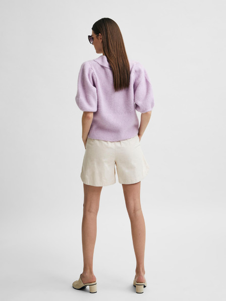 Selected Femme Krémové ľanové šortky s vysokým pásom Selected Femme Cecilie