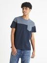 Celio Modré pánske tričko s vreckom Celio Becolored