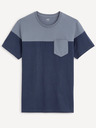 Celio Modré pánske tričko s vreckom Celio Becolored