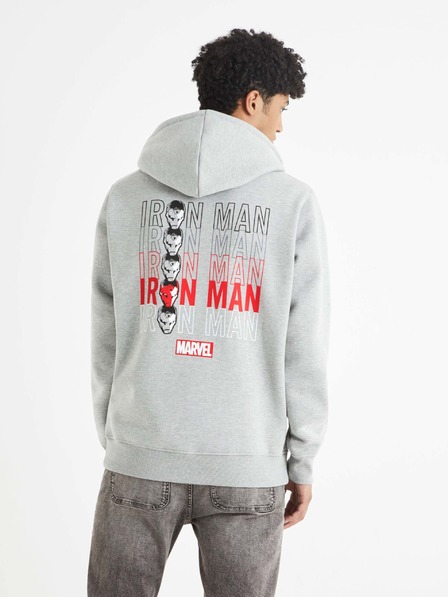 Celio Svetlošedá pánska mikina Celio s potlačou Iron Man