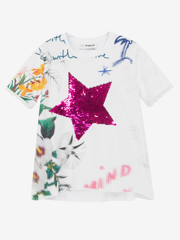 Desigual Desigual TS Amparo Biele dievčenské vzorované tričko