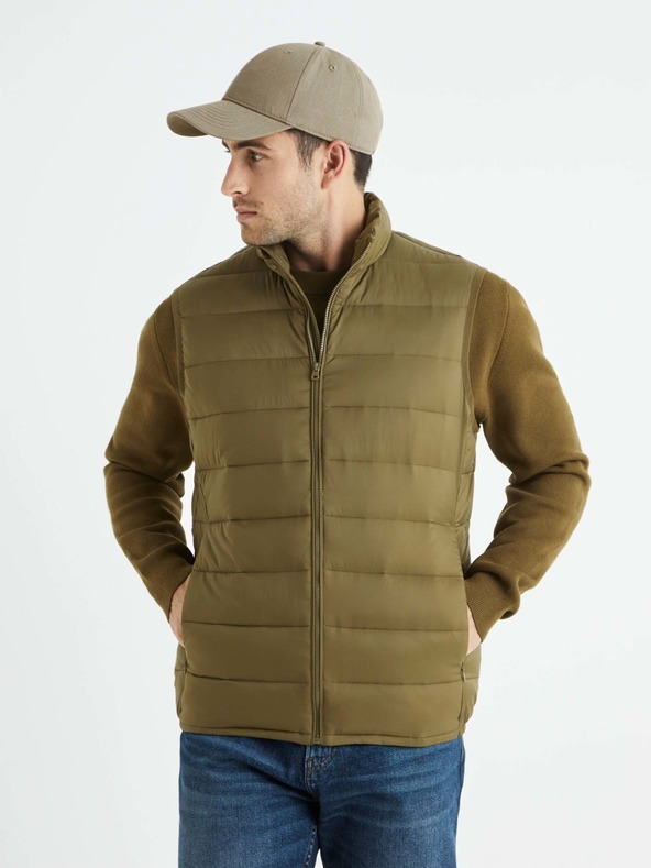 Celio Khaki pánska prešívaná vesta Celio