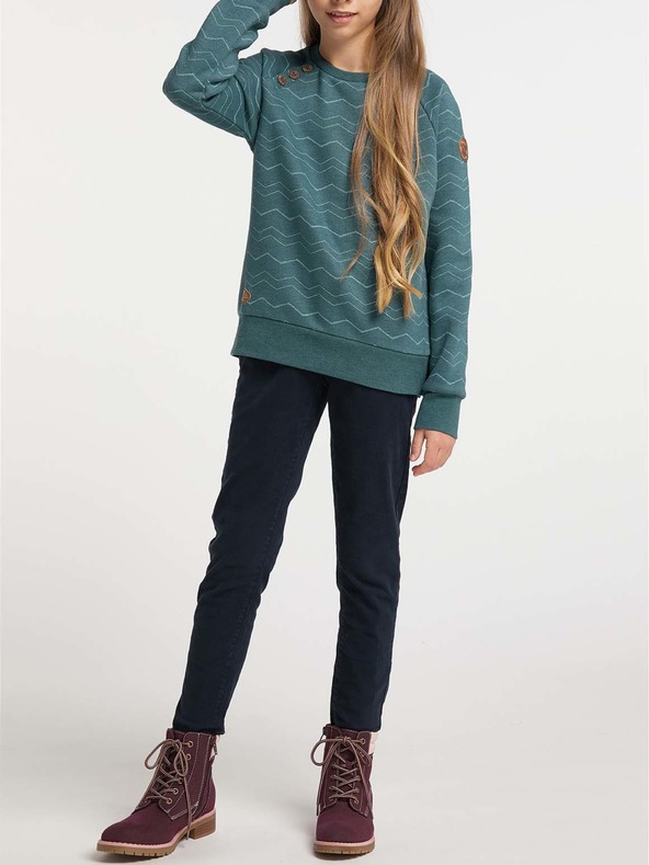 Ragwear Petrol dievčenská vzorovaná mikina Ragwear Darinka Chevron
