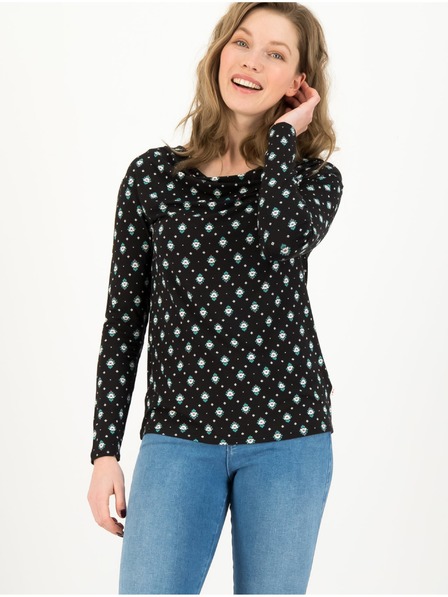Blutsgeschwister Čierna dámska košeľa Blutsgeschwister s dlhým rukávom Cascadella Patterned Shirt