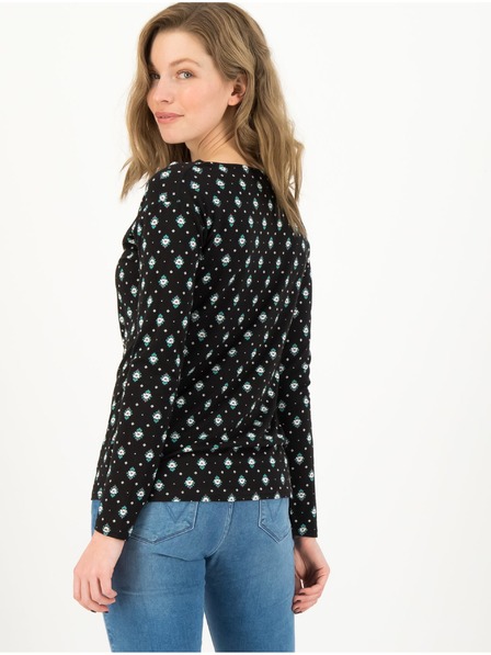 Blutsgeschwister Čierna dámska košeľa Blutsgeschwister s dlhým rukávom Cascadella Patterned Shirt