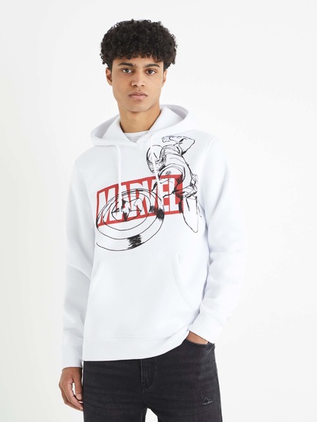 Celio Biela pánska mikina Celio Captain America s potlačou