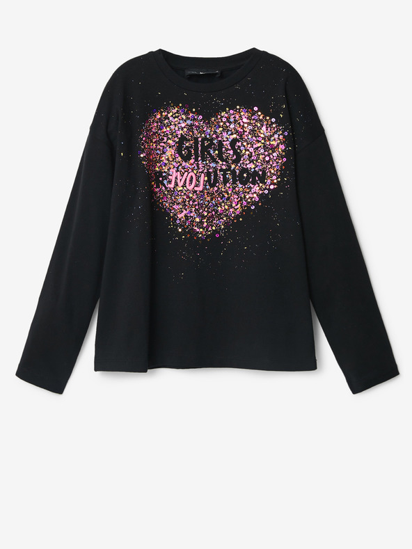Desigual Čierne dievčenské tričko Desigual Alba
