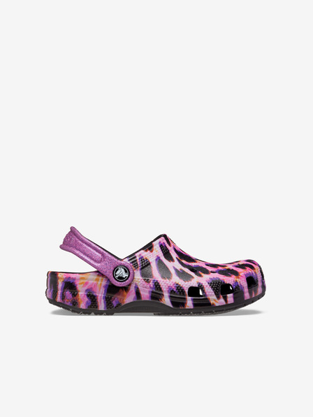 Crocs Fialové dievčenské papuče Crocs so zvieracím vzorom