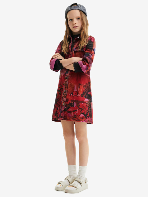 Desigual Červené dievčenské košeľové šaty Desigual Alonso