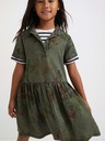 Desigual Khaki dievčenské vzorované šaty Desigual Mickey Camo Flower