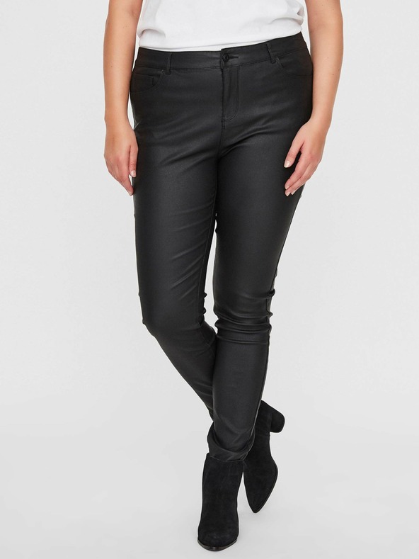 Vero Moda Curve Čierne kožené nohavice VERO MODA CURVE Seven