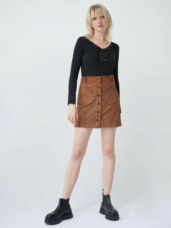 Salsa Jeans Hnedá semišová minisukňa Salsa Jeans