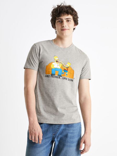 Celio Šedé pánske tričko Celio The Simpsons