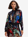 Desigual Červeno-čierny dámsky bomber s flitrami Desigual Sequin