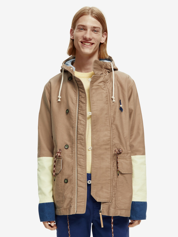 Scotch & Soda Svetlohnedá pánska parka s kapucňou Scotch & Soda