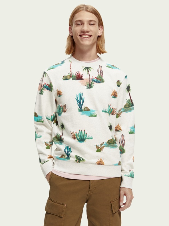 Scotch & Soda Béžová pánska vzorovaná mikina Scotch & Soda