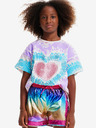 Desigual Bielo-fialové dievčenské batikované tričko Desigual Hippie