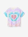 Desigual Bielo-fialové dievčenské batikované tričko Desigual Hippie