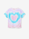 Desigual Bielo-fialové dievčenské batikované tričko Desigual Hippie