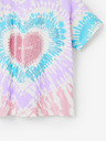 Desigual Bielo-fialové dievčenské batikované tričko Desigual Hippie