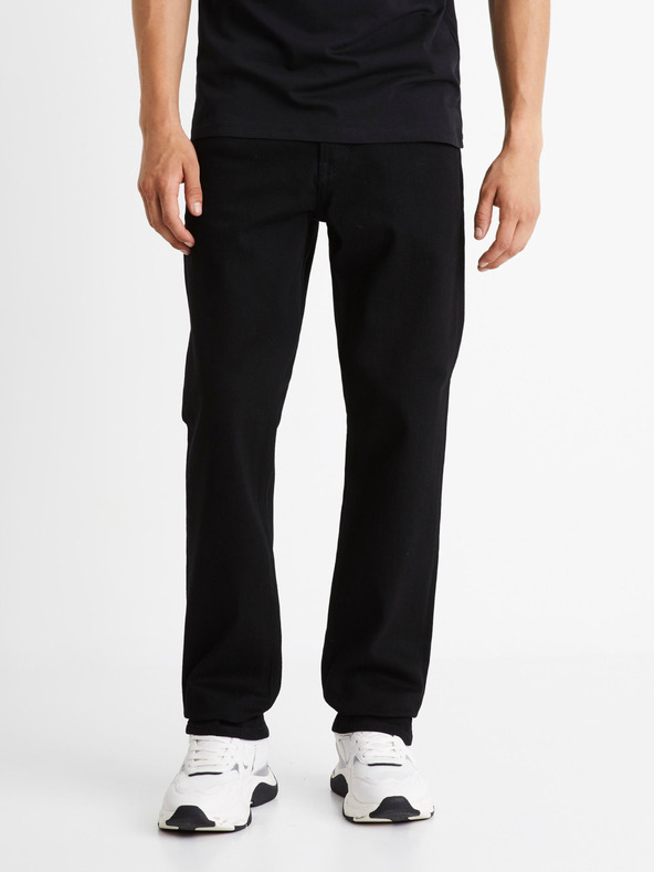 Celio Čierne pánske džínsy Celio regular fit