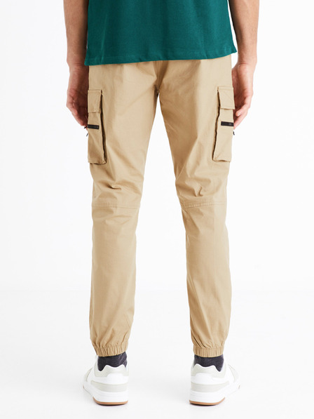 Celio Béžové pánske cargo nohavice Celio Dozip