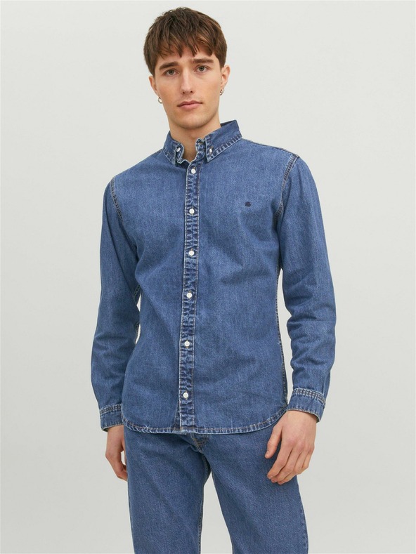 Jack & Jones Modrá pánska džínsová košeľa Jack & Jones Felix