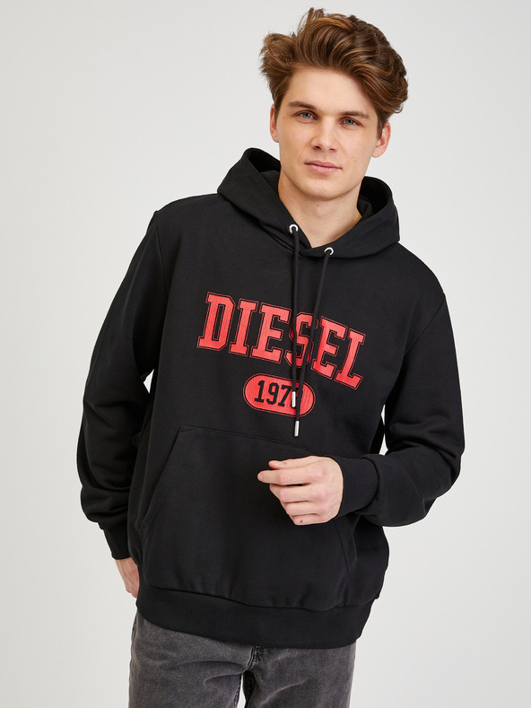 Diesel Čierna pánska mikina s kapucňou Diesel