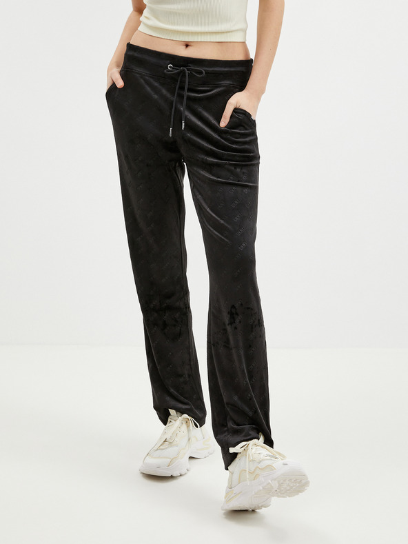 DKNY Čierne dámske zamatové tepláky DKNY