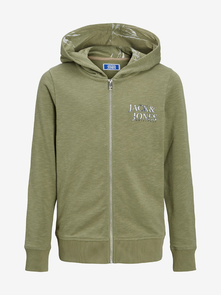 Jack & Jones Jack & Jones Crayon Green Chlapčenská mikina s kapucňou na zips