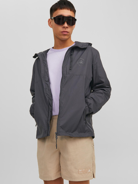 Jack & Jones Čierna pánska ľahká bunda Jack & Jones Filo s kapucňou