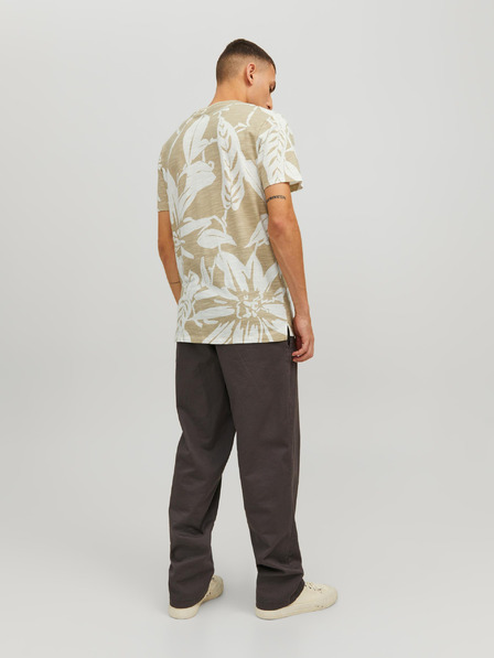 Jack & Jones Béžové pánske vzorované tričko Jack & Jones Tropic