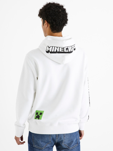 Celio Biela pánska mikina Celio Minecraft