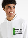 Celio Biela pánska mikina Celio Minecraft