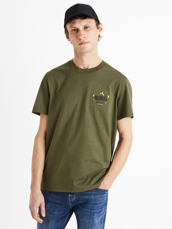 Celio Zelené pánske bavlnené tričko Celio Dragon Ball Z
