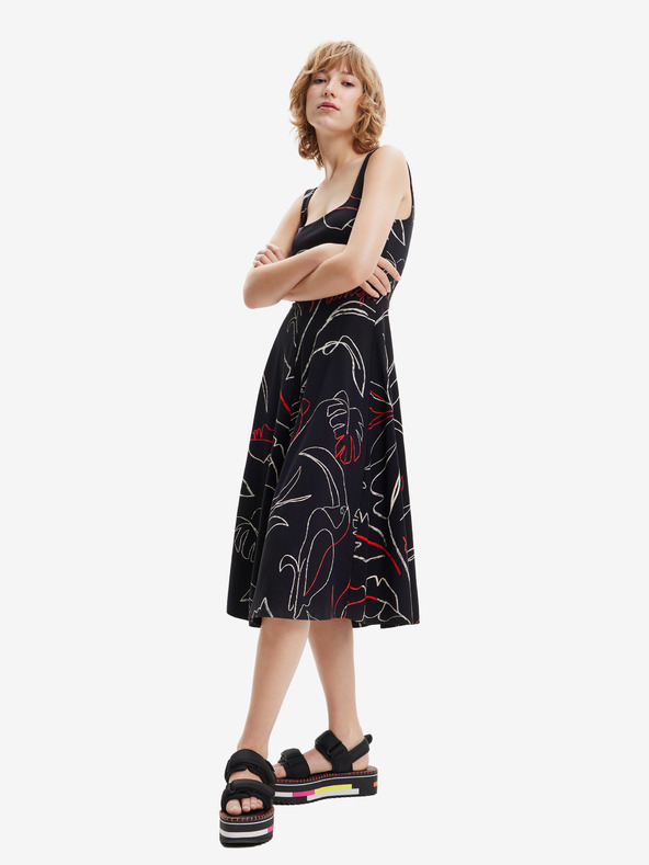 Desigual Čierne dámske šaty Desigual Cambridge s potlačou