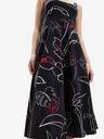 Desigual Čierne dámske šaty Desigual Cambridge s potlačou