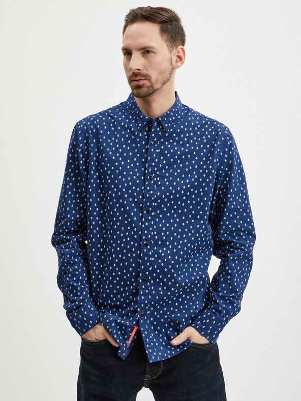Scotch & Soda Tmavomodrá vzorovaná pánska košeľa Scotch & Soda